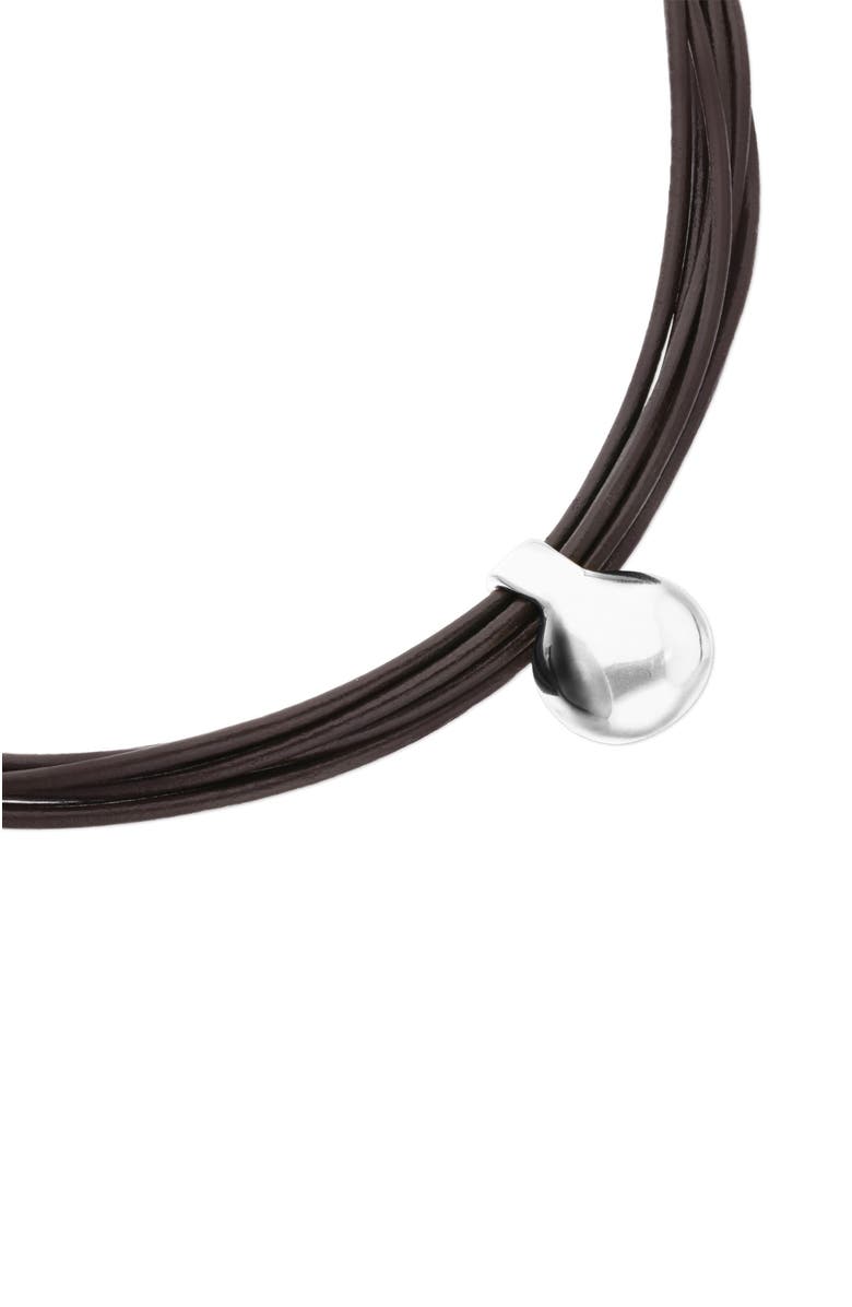 UNODE50 Leather necklace with large sterling silver-plated dial, Alternate, color, Silver