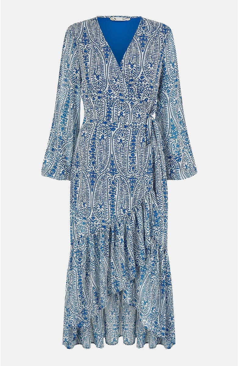 Yumi Paisley Dipped Hemline Midi Dress, Alternate, color, Blue