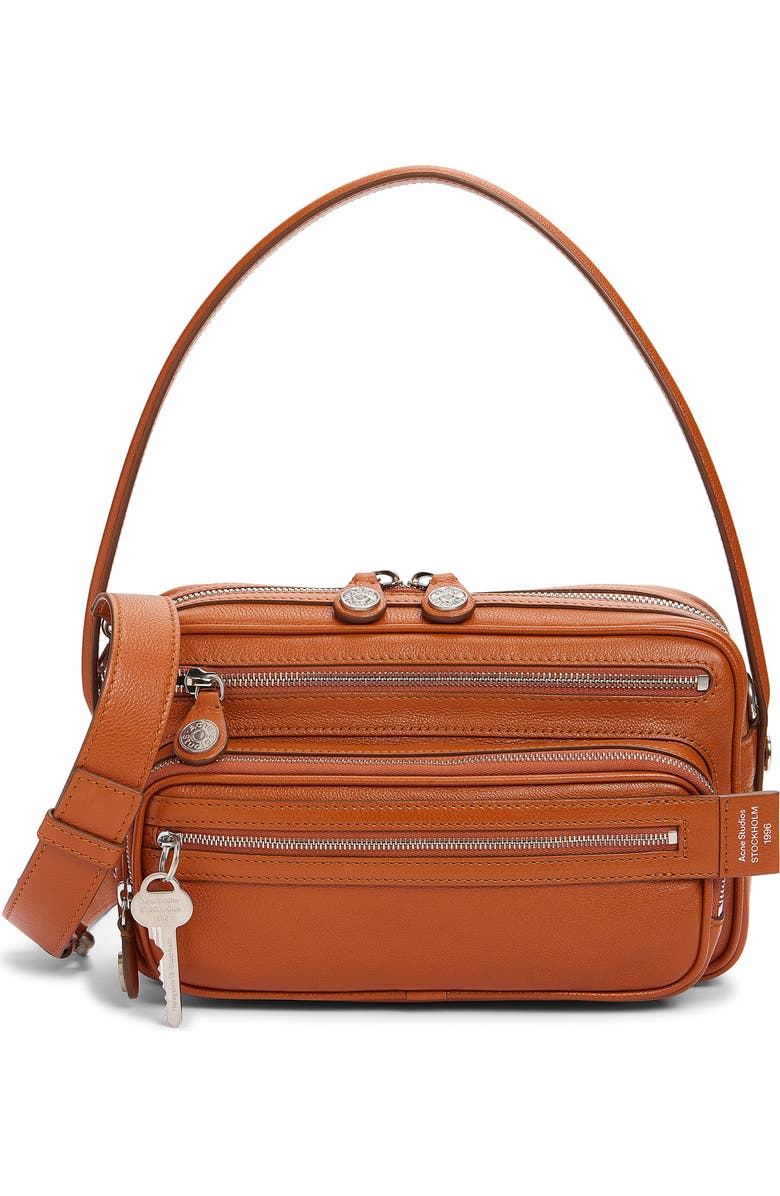 Acne Studios Small Camero Leather Shoulder Bag, Main, color, Cognac Brown