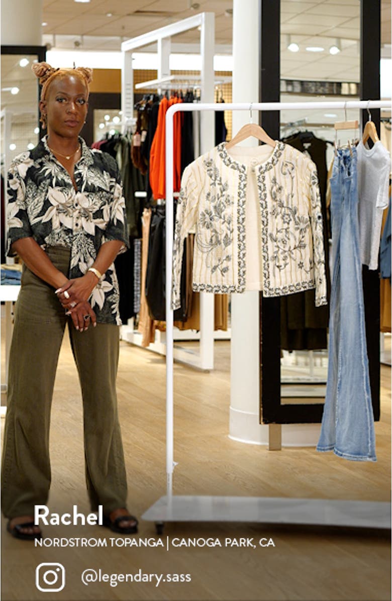 Floral Embroidered Metallic Stripe Jacket, sales video thumbnail