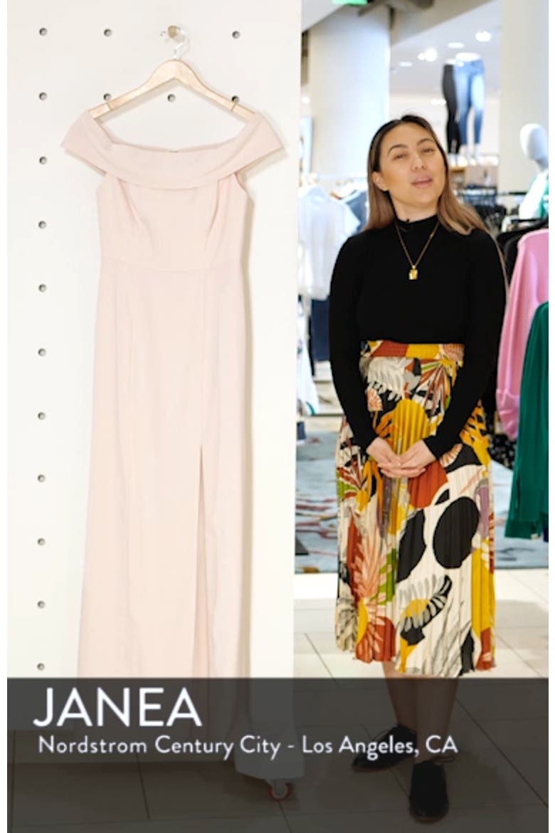 Off the Shoulder Crepe Column Gown video
