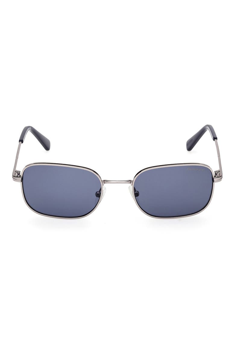 Rectangular Sunglasses, Main, color, SHINY LIGHT RUTHENIUM / BLUE