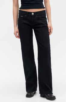 Kayla Low Rider Textured Trouser Leg Jeans