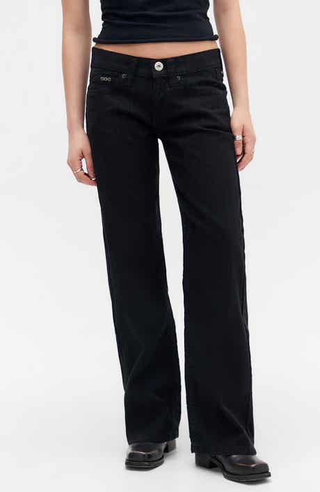 Kayla Low Rider Textured Trouser Leg Jeans
