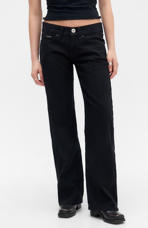 Bdg Urban Outfitters Kayla Low Rider Textured Wide Leg Jeans In Black