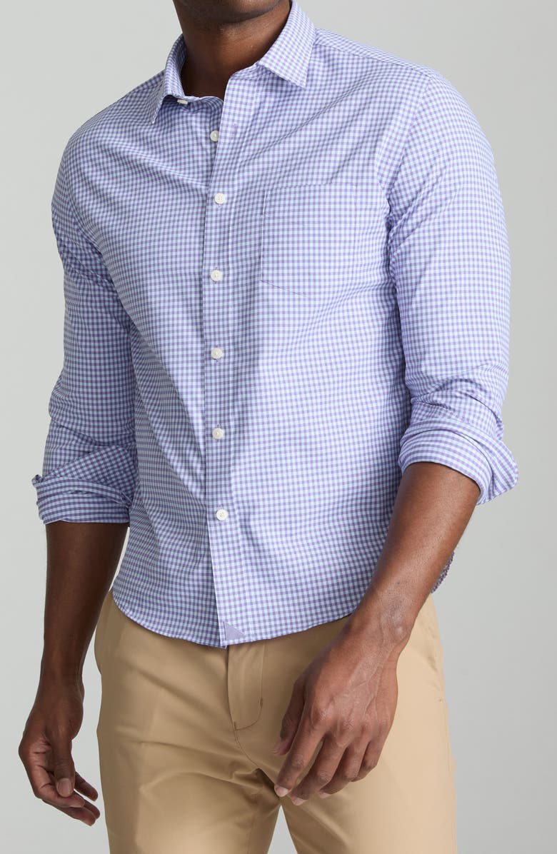 UNTUCKit Starling Check Performance Button-Up Shirt, Main, color, Purple