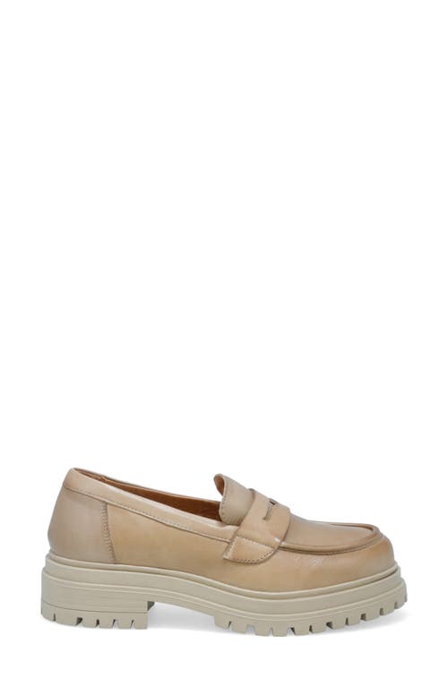 Miz Mooz Legend Platform Loafer In Beige Antique Burnish