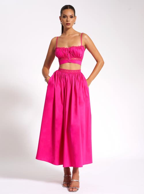 Miss Circle Maya Cotton Poplin Top With Lace Trim In Pink