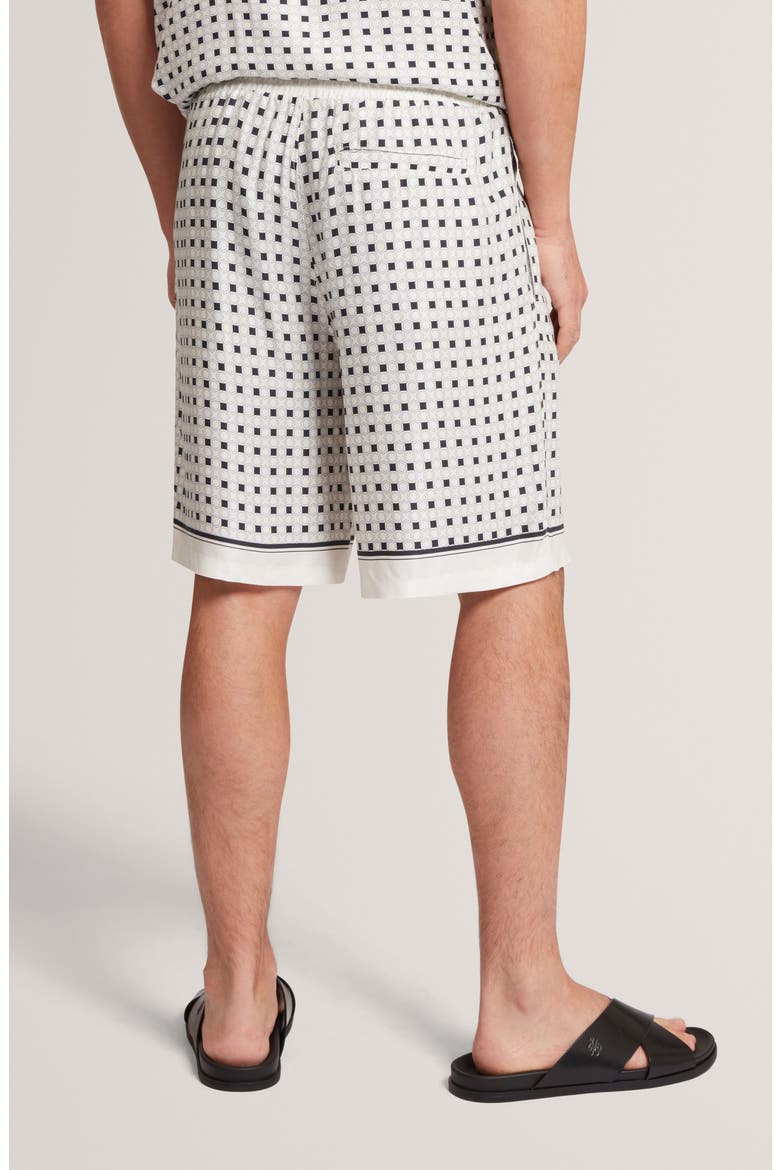 Attlass Geometric Print Cotton & Linen Shorts, Alternate, color, ECRU