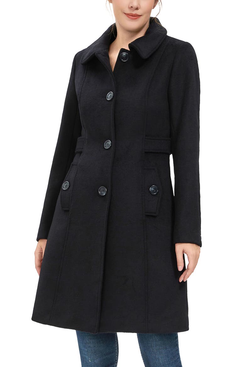 Women's Arina Wool Blend Walking Coat, Main, color, Black
