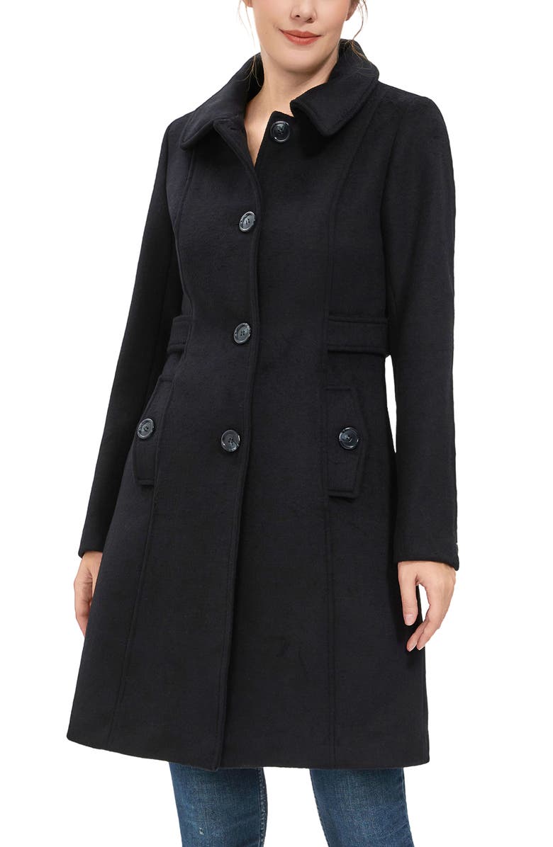 Kimi & Kai Women's Arina Wool Blend Walking Coat, Main, color, Black
