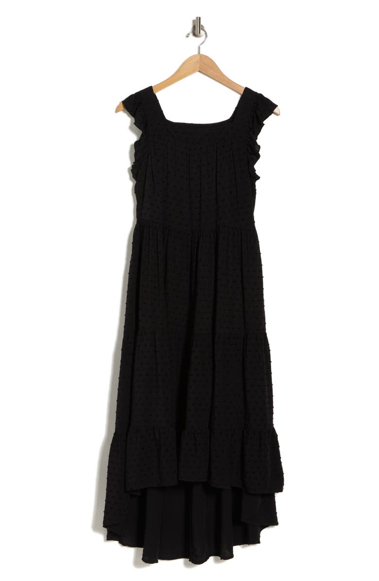 BY DESIGN Valery Clip Dot Tiered High/Low Dress, Alternate, color, Black