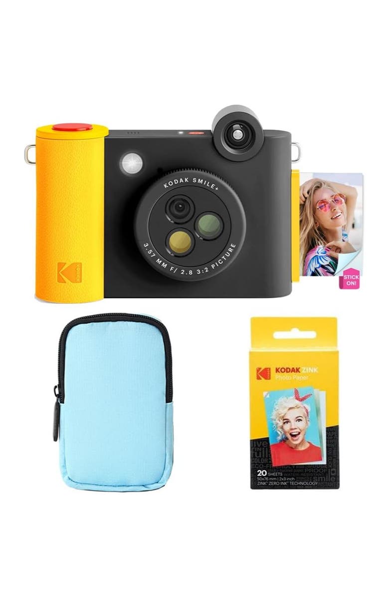 Kodak Smile+ 2-in-1 Instant Camera w/ Blue Case Bundle, Main, color, Black