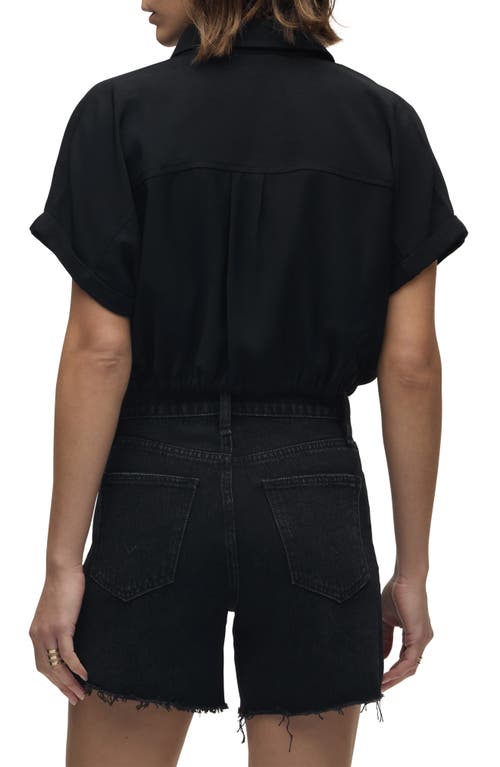 Hudson Jeans Drawstring Hem Crop Button-up Shirt