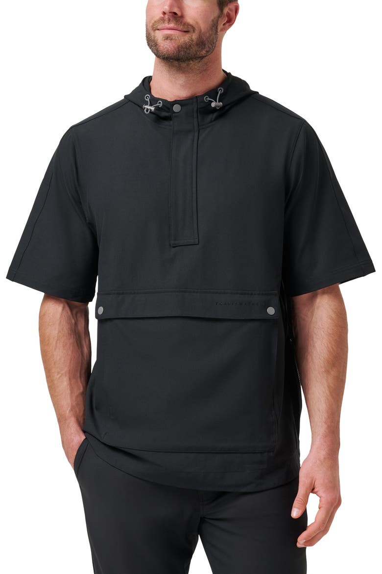 Sport Mode Short Sleeve Hoodie, Main, color, BLACK