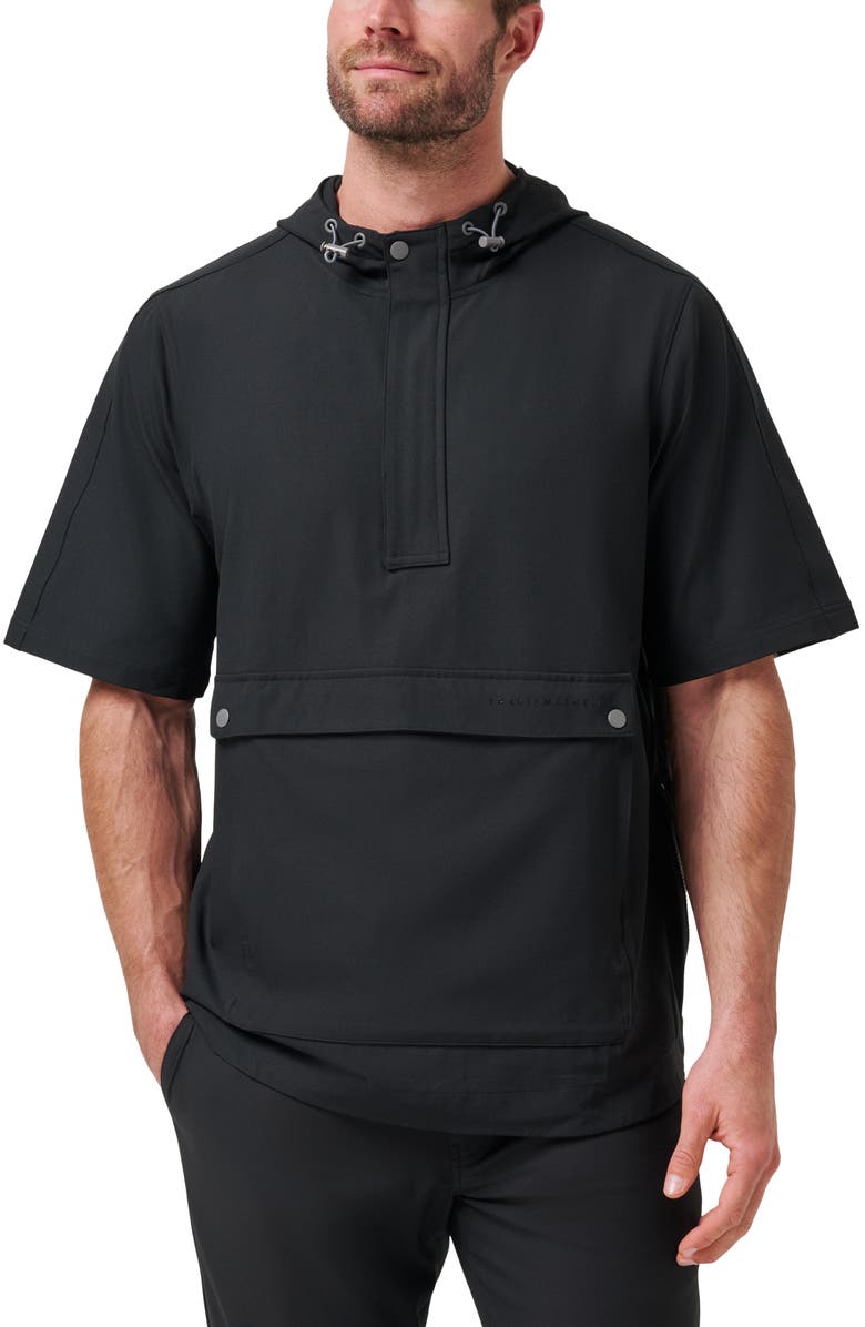 TravisMathew Sport Mode Short Sleeve Hoodie, Main, color, Black