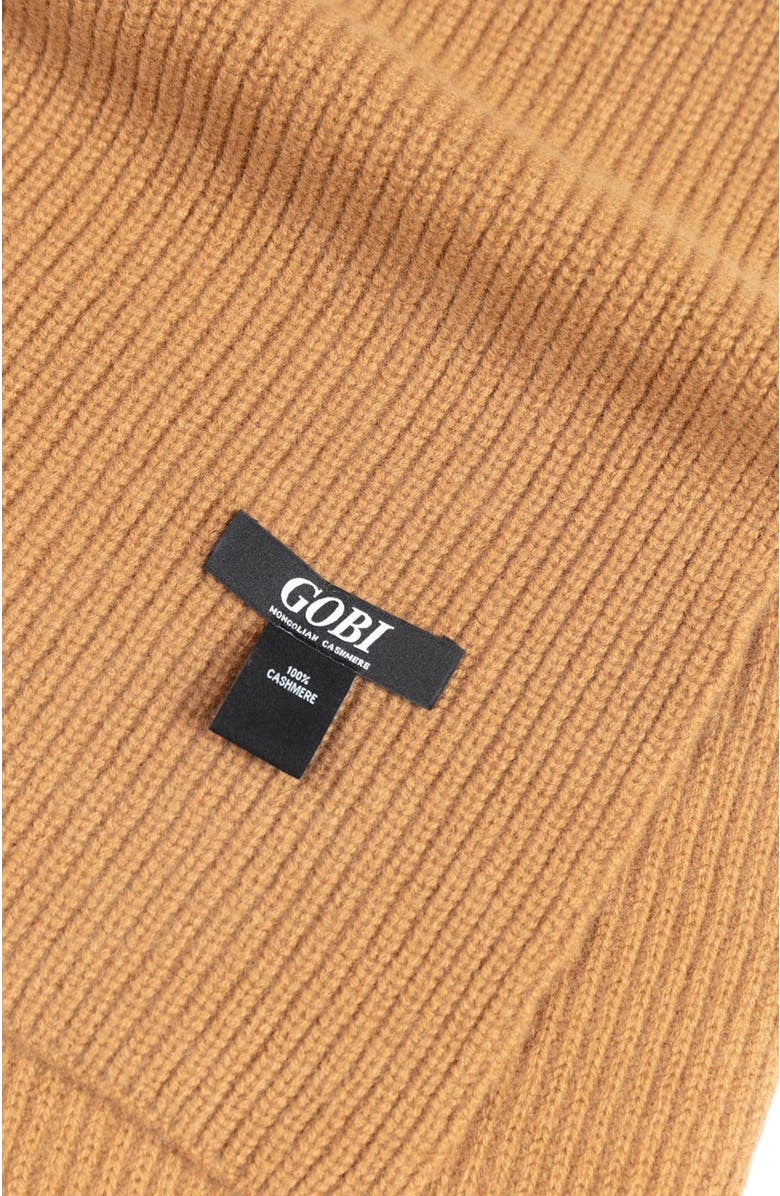 GOBI Mongolian Cashmere Fisherman Knit Scarf, Alternate, color, Almond