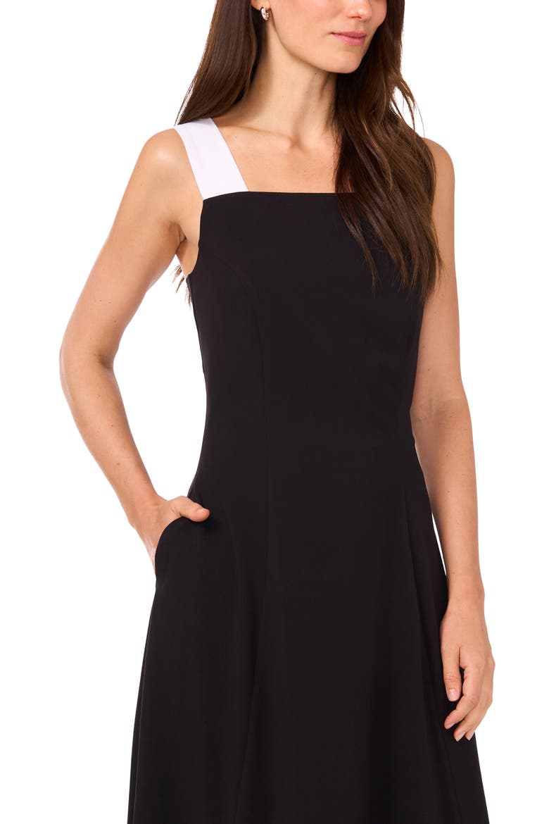 Contrast Strap Midi Dress, Alternate, color, RICH BLACK