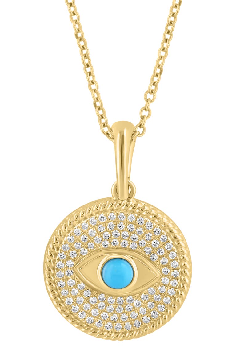 Evil Eye Goldtone Plated Pendant Necklace, Alternate, color, BLUE