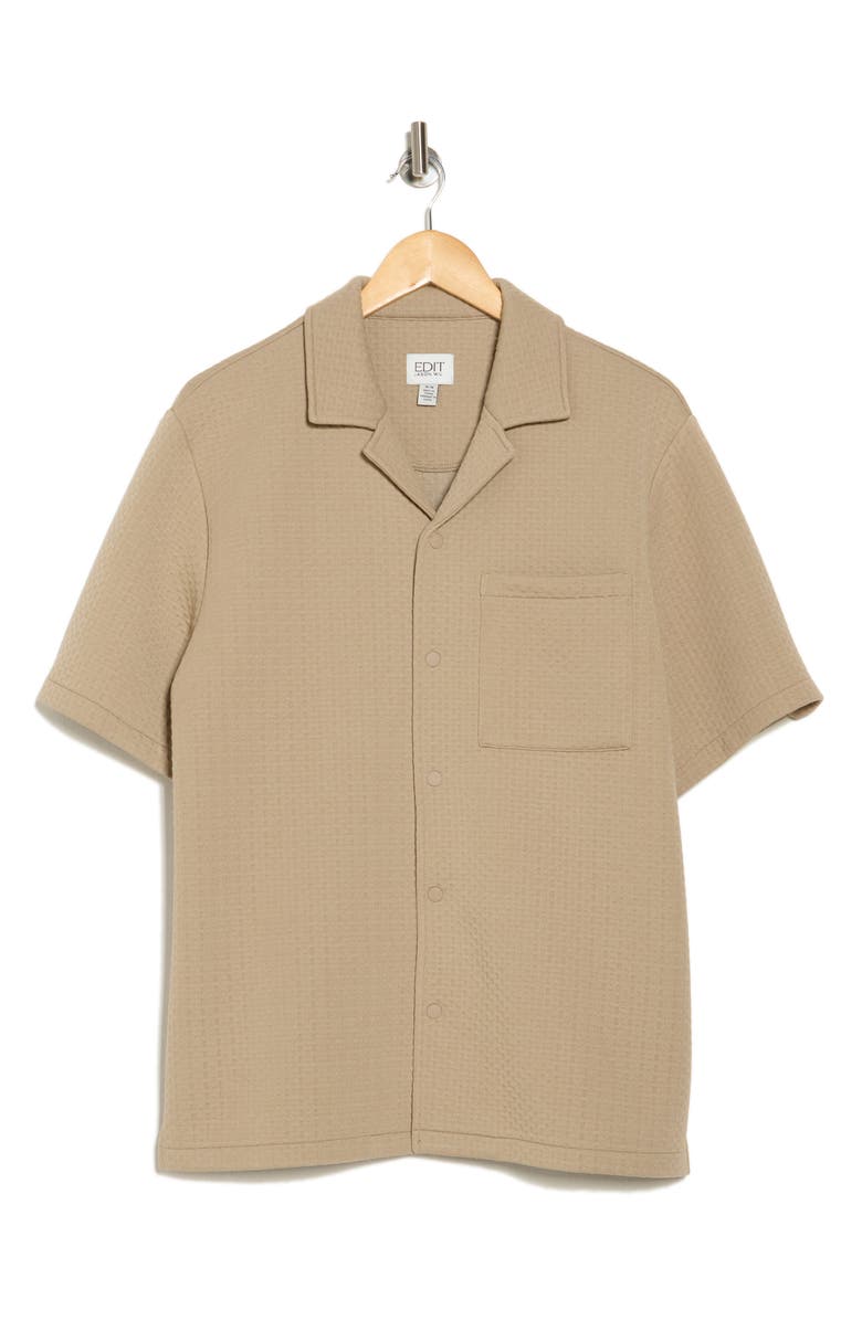 EDIT by JASON WU Regular Fit Quilt Texture Short Sleeve Button-Up Shirt, Alternate, color, 