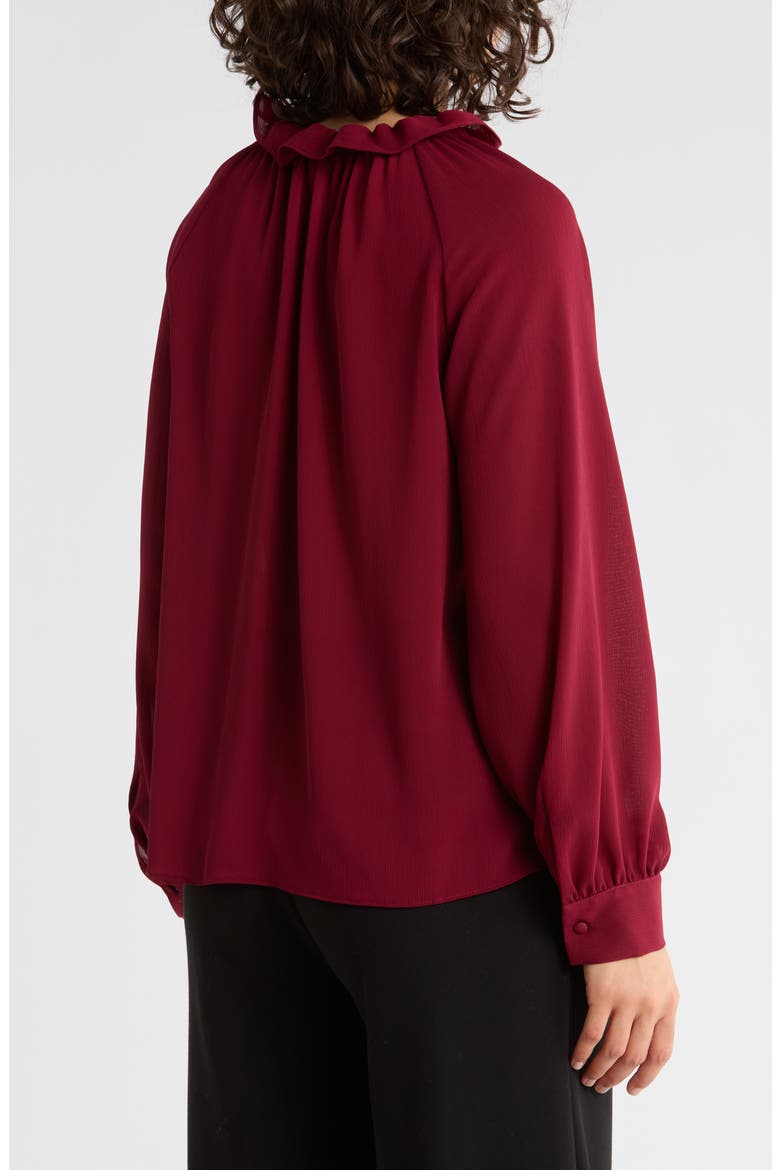 Ruffle Long Sleeve Top, Alternate, color, WINE