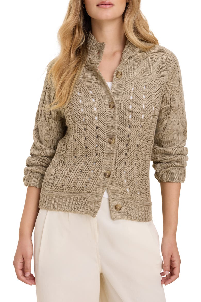 Cable Knit Cardigan, Main, color, MALT