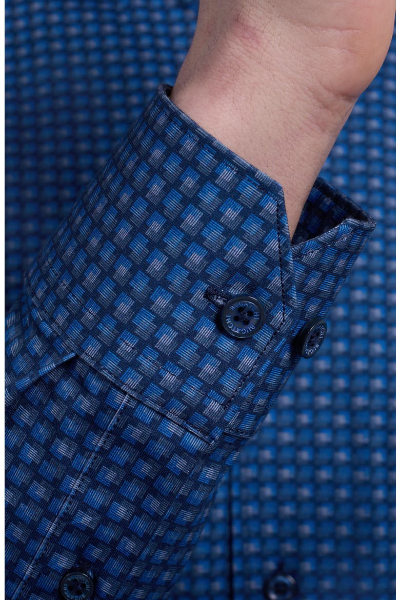 Devon OoohCotton® Geo Print Button-Up Shirt, Alternate, color, NIGHT BLUE