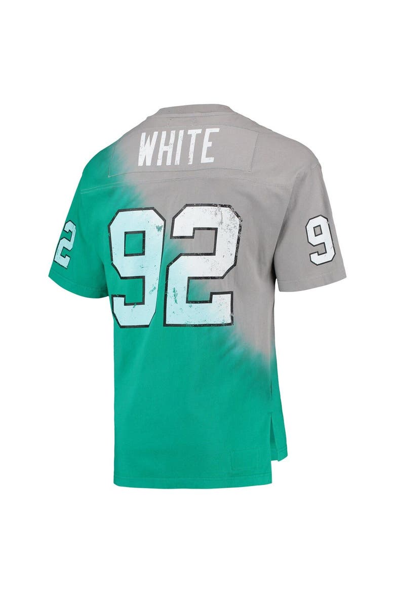 Men's Mitchell & Ness Reggie White Gray/Kelly Green Philadelphia Eagles Retired Player Name & Number Diagonal Tie-Dye V-Neck T-Shirt, Alternate, color, Gray