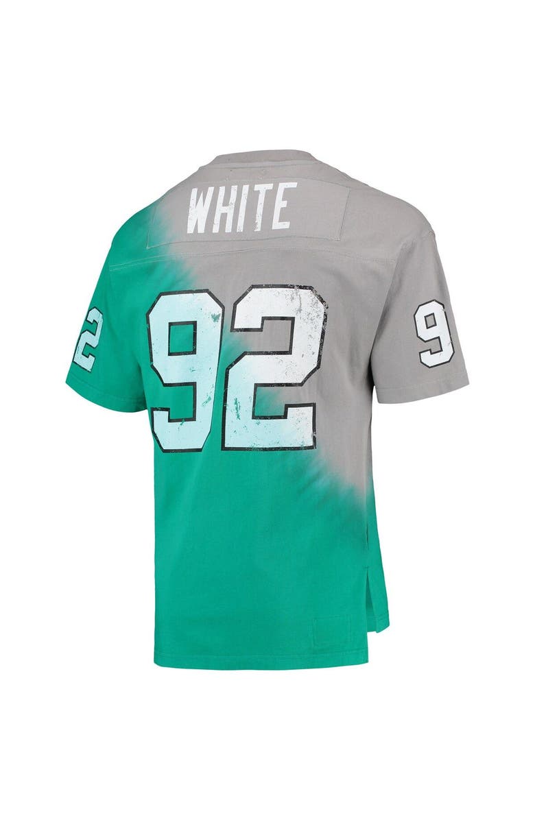 Mitchell & Ness Men's Mitchell & Ness Reggie White Gray/Kelly Green Philadelphia Eagles Retired Player Name & Number Diagonal Tie-Dye V-Neck T-Shirt, Alternate, color, 