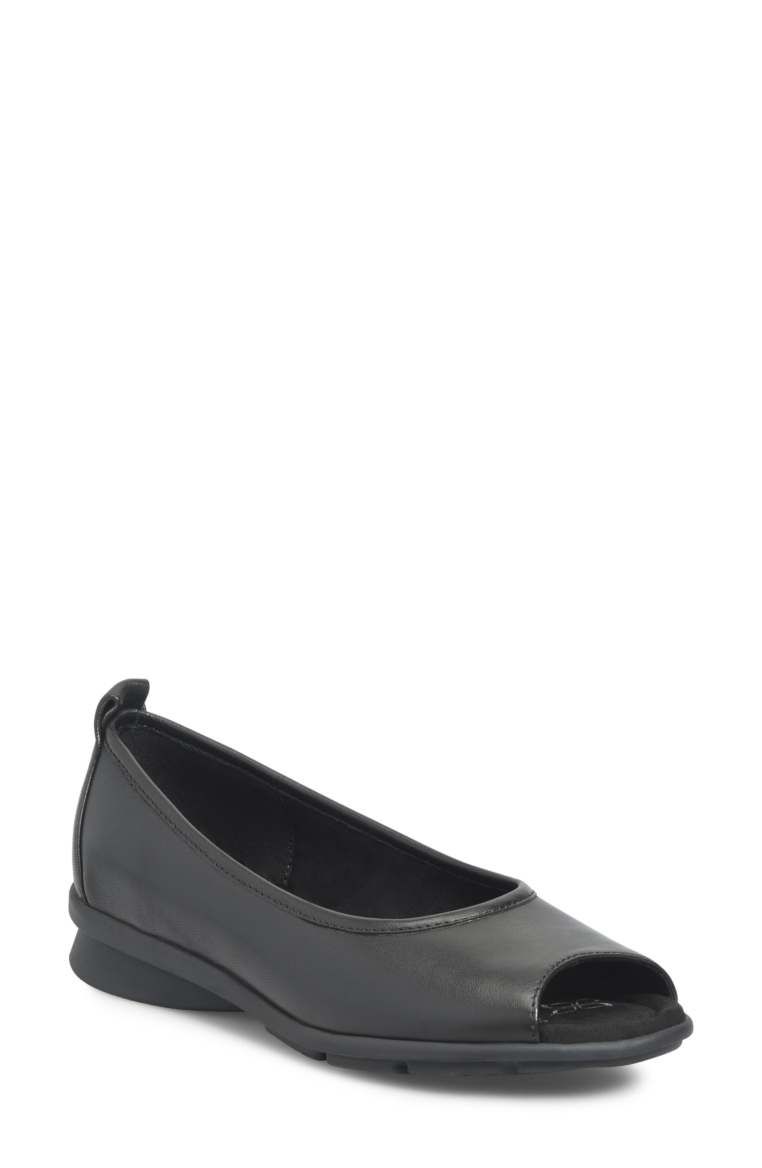 Pratima Peep Toe Ballet Flat, Main, color, BLACK