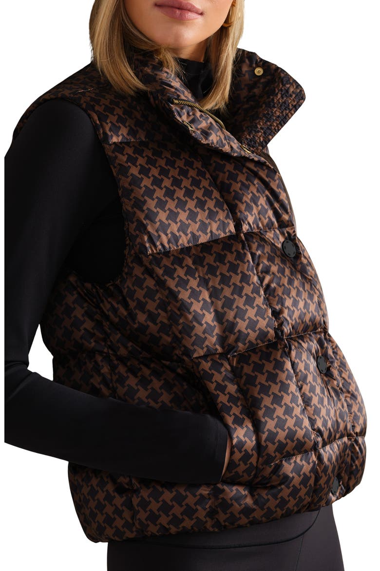 Water Repellent Houndstooth Check 650 Fill Power Down Vest, Alternate, color, CHESTNUT BROWN HOUNDSTOOTH