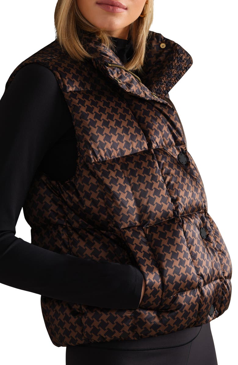 Rhone Water Repellent Houndstooth Check 650 Fill Power Down Vest, Alternate, color, Chestnut Brown Houndstooth