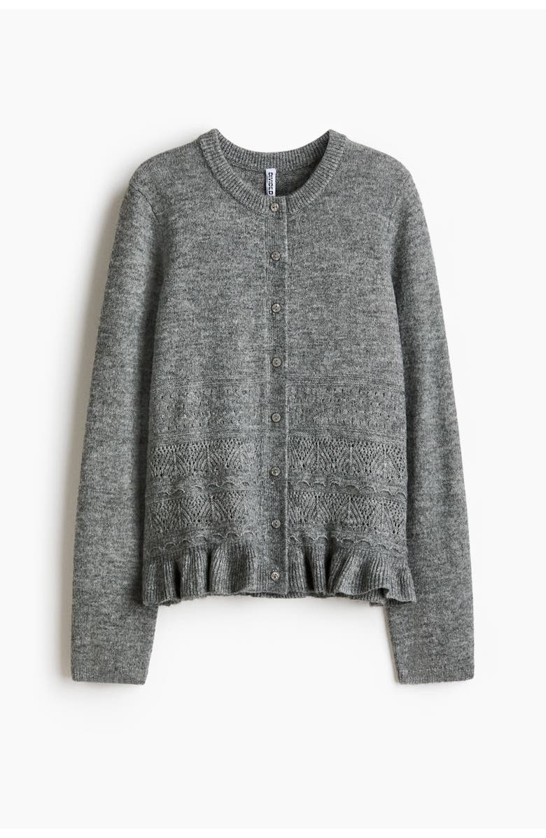H&M Pointelle-knit Cardigan, Alternate, color, Gray Melange