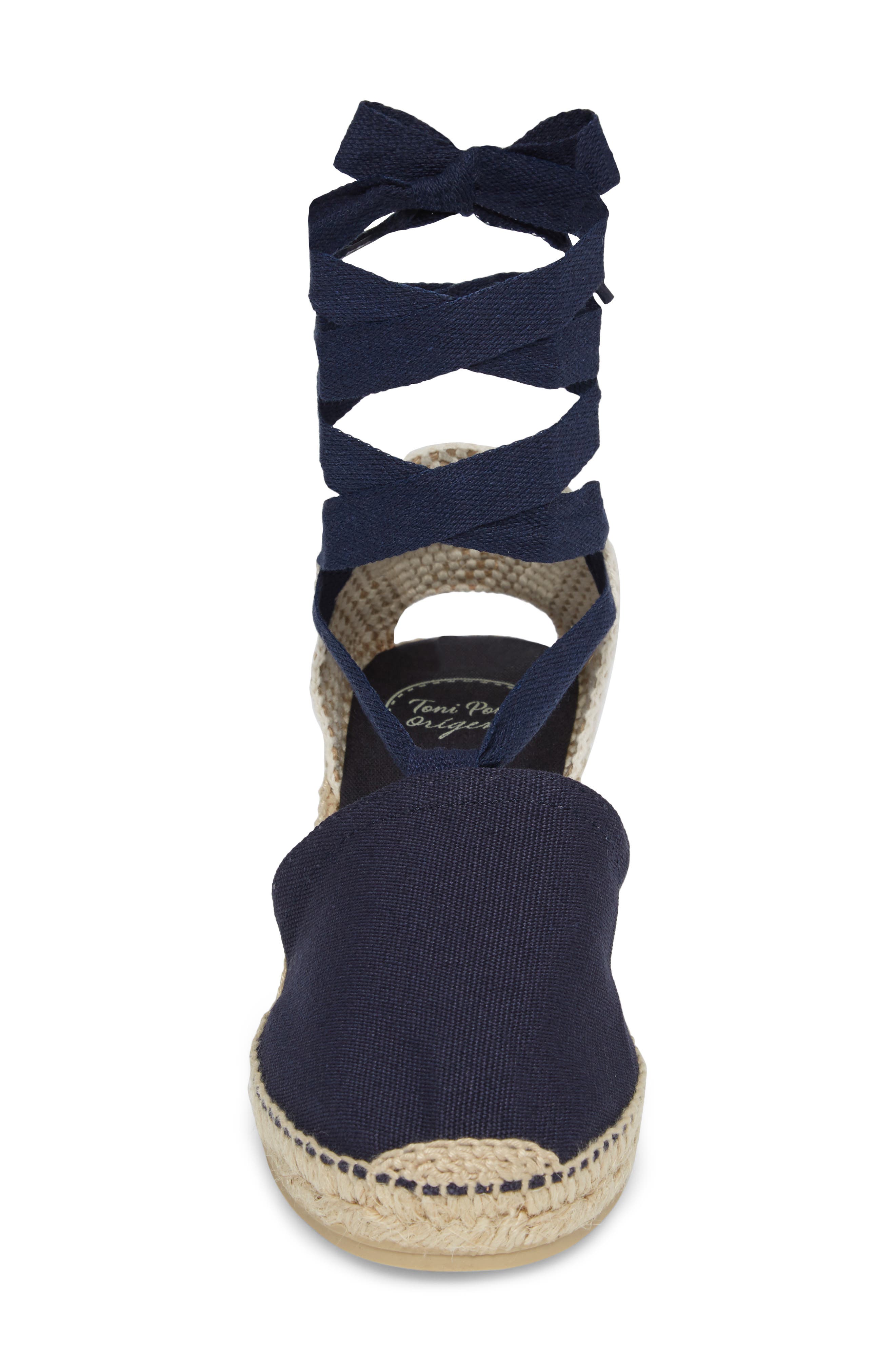 Valencia Wraparound Espadrille Wedge, Alternate, color, NAVY FABRIC