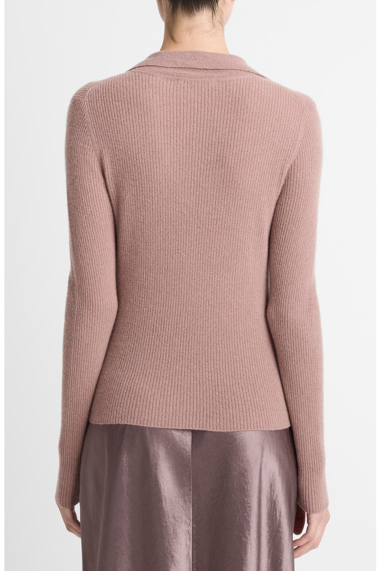 Rib Cashmere & Silk Polo Sweater, Alternate, color, BEET ROOT