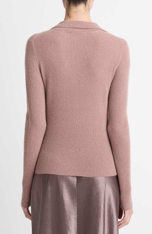Vince Rib Cashmere & Silk Polo Sweater In Nude