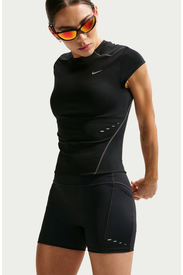 Swift Dri-Fit High Waist Bike Shorts, Alternate, color, 010 010 BLACK/REFLECTIVE SILV