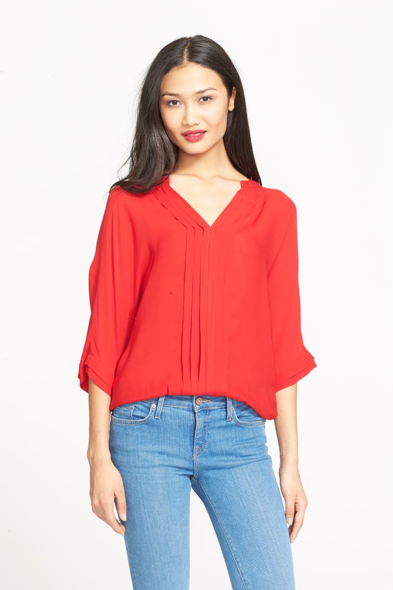 'Marru' Semi-Sheer Silk Blouse, Alternate, color, DEEP GARNET