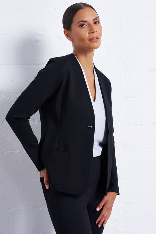 Franne Golde Perfect Ponte Collarless Fitted Stretch Blazer