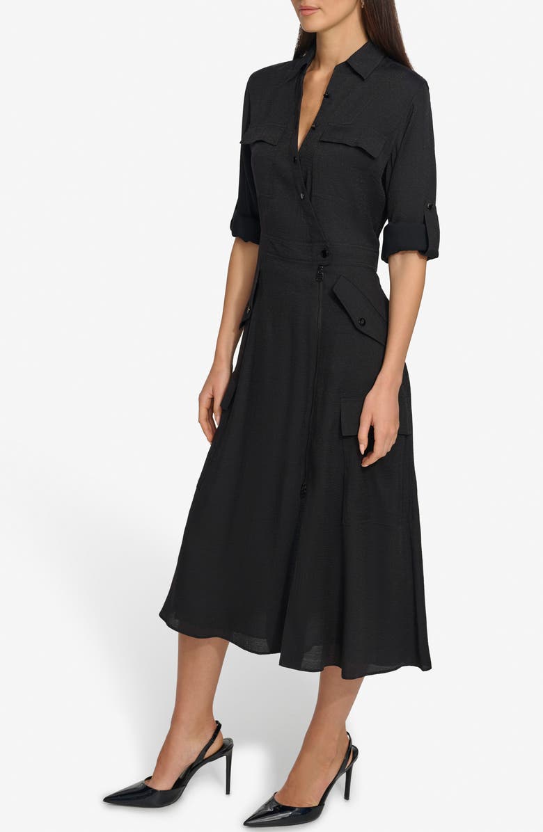 DKNY Cargo Midi Dress, Alternate, color, Black