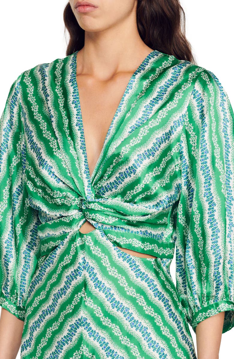 SANDRO Agnetta Maxi Dress, Alternate, color, Vert / Marine