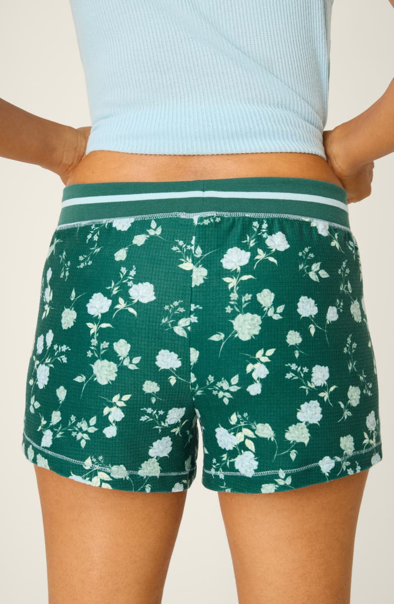 PJ Salvage Winter Land Floral Thermal Velour Pajama Shorts, Alternate, color, Dark Forest