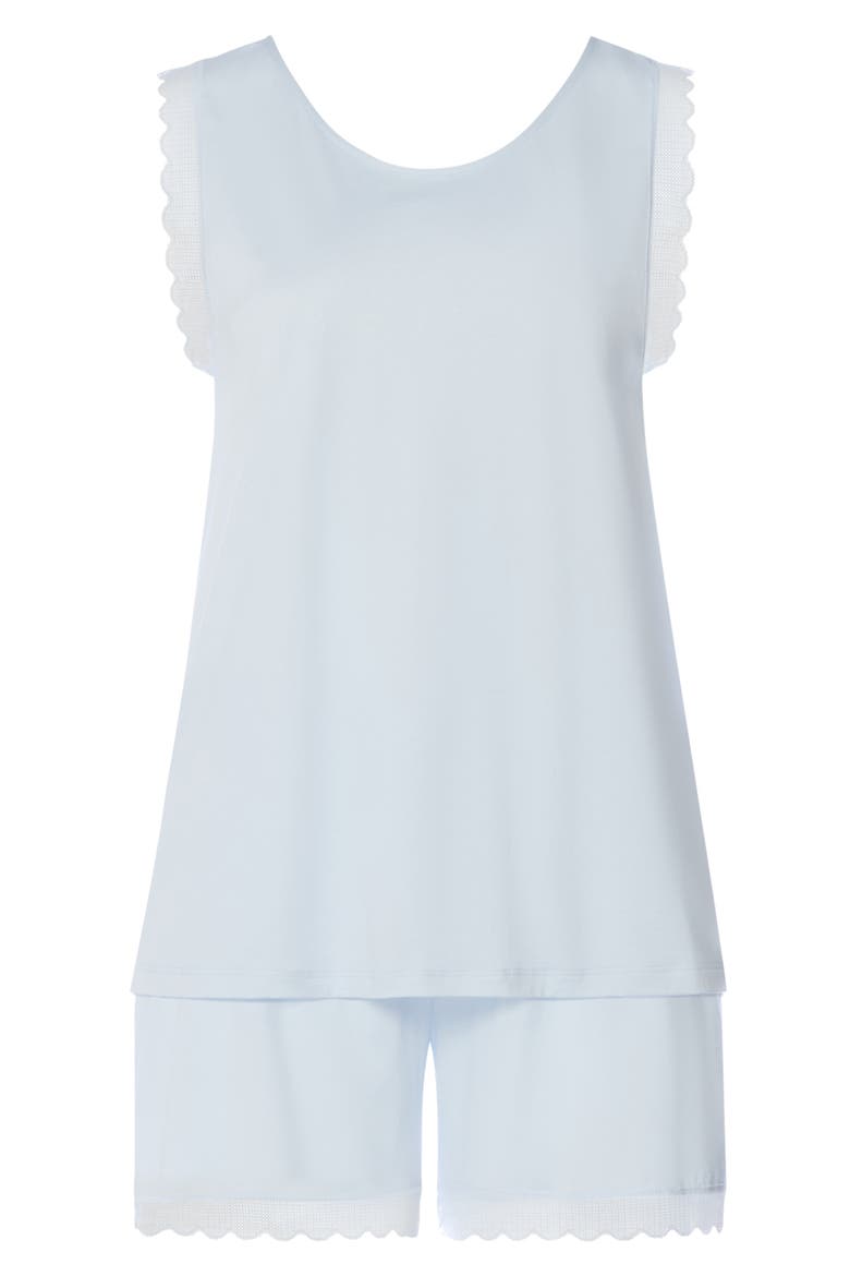 Inya Lace Detail Mercerized Cotton Short Pajamas, Alternate, color, WATERY BLUE