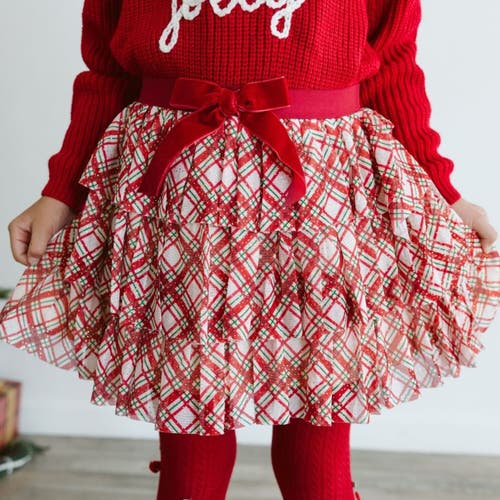 Sweet Wink Christmas Plaid Bow Tiered Tutu In Red