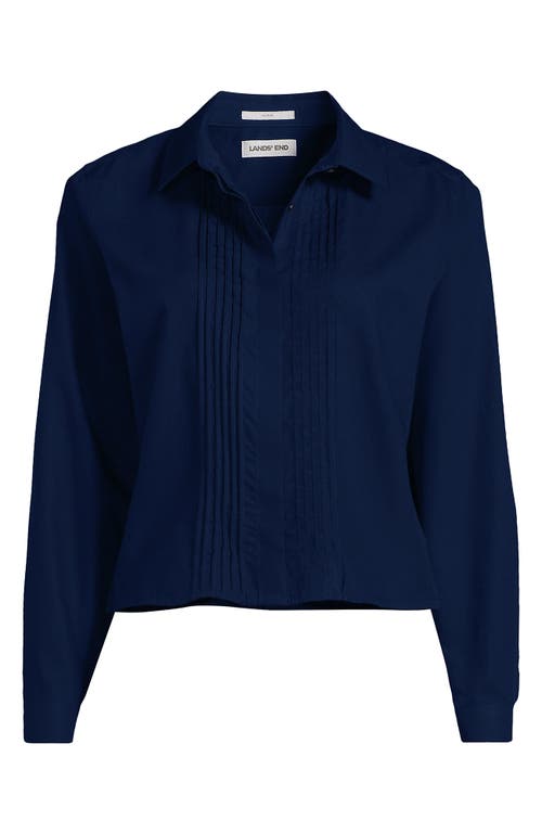 Lands' End Plus Size No Iron Boxy Cropped Shirt In Blue