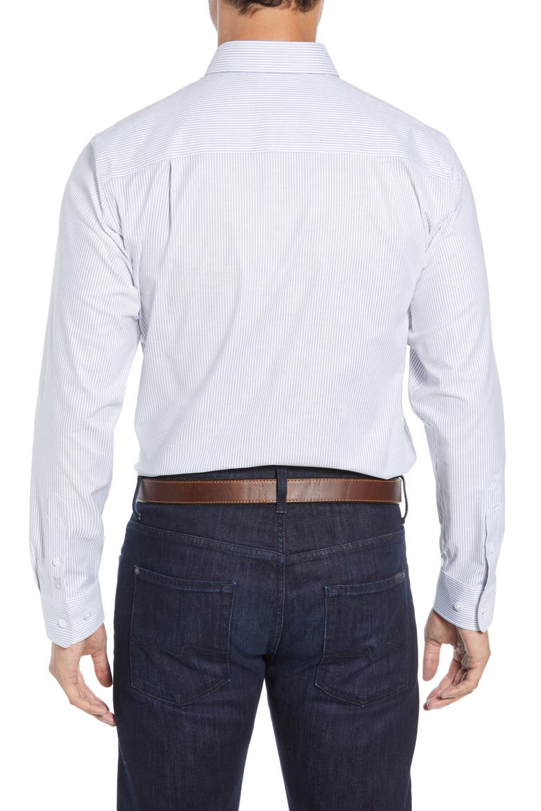 Cotton Blend Oxford Stripe Shirt, Alternate, color, LIGHT BLUE