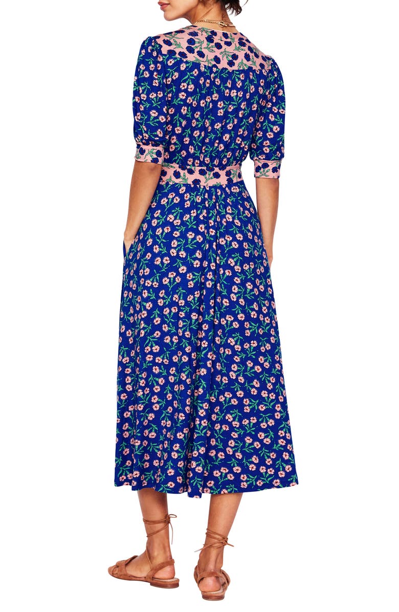 Boden Lila Floral Print A-Line Dress, Alternate, color, 