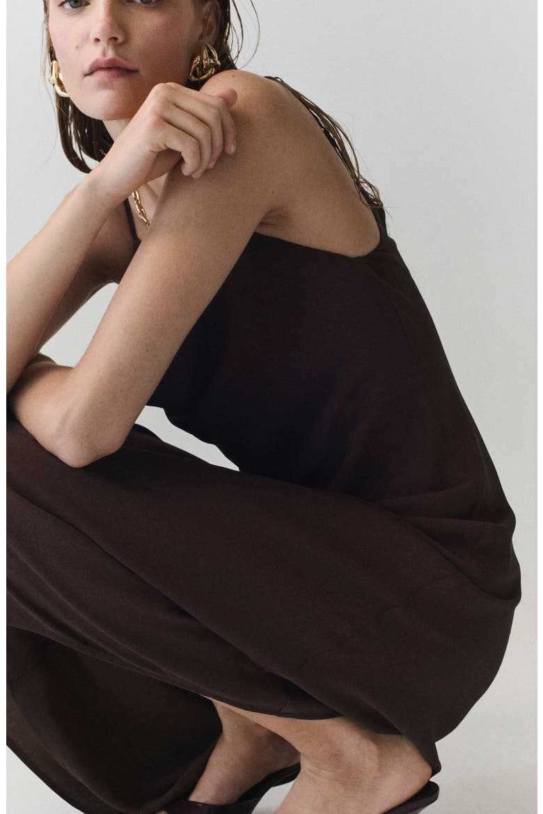 Cowl Neck Slipdress, Alternate, color, CHOCOLATE