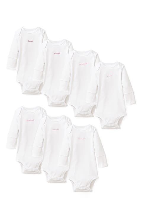 Assorted 7-Pack Long Sleeve Pima Cotton Bodysuits