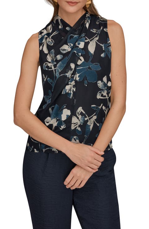 Floral Burnout Twist Neck Top